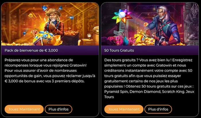 GRATOWIN CASINO Promotions bonus